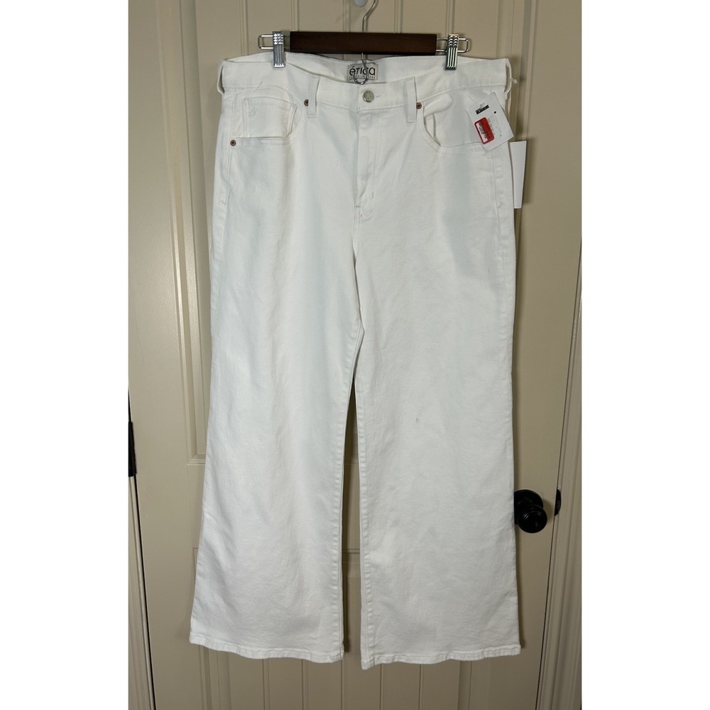 Etica Women Romi Mid Rise Jeans 33 Vintage White Wide Leg Chic Casual NWT/flaw
